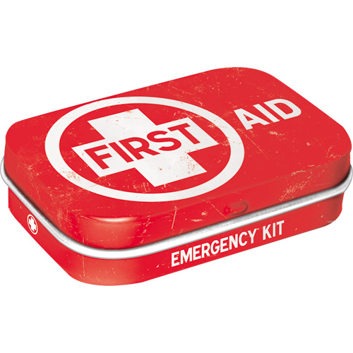 Pfefferminzdragees First Aid red DOPI63 Geprägte Nostalgie Pillendose 